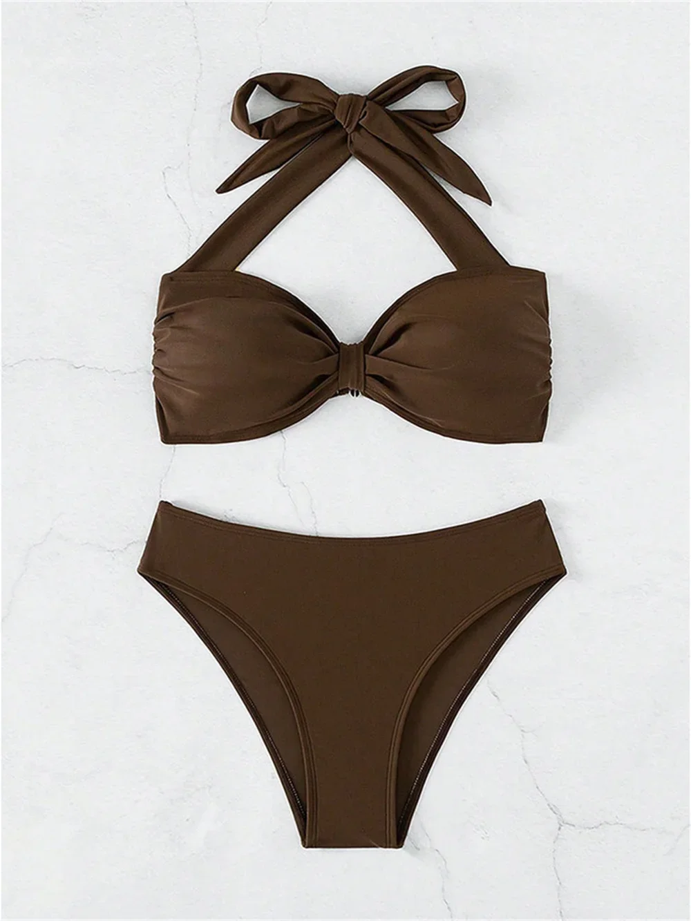

Sexy Halter Bandage Bikini Bandeau Swimsuit Push Up Bikinis Sets Backless Women Beach Outfit Bathing Suit Swimwear Thong Biquini