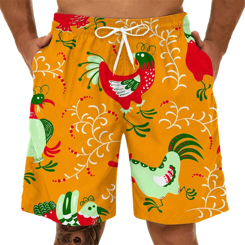 3D Printed Chicken Funny Shorts Men Gothic Board Shorts Swimsuit Homme Bermudas Surf Swim Trunks Cool Kids Ice Shorts Male Pants