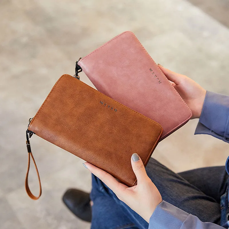 Women's PU Leather Wallet Classic Long Wallets with Zipper Coin Purse Card Holders Clutch Card Holder for Ladies carteras