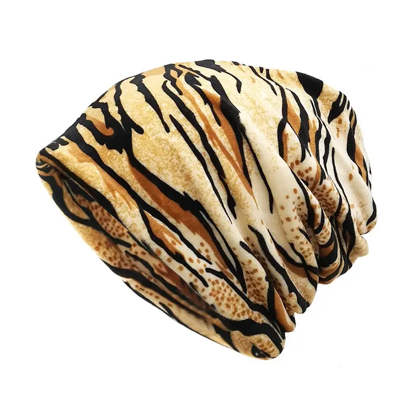 

Autumn Winter Cotton Zebra Print Thicken Knitted Hat Warm Skullies Cap Beanie Hat For Men and Women 178