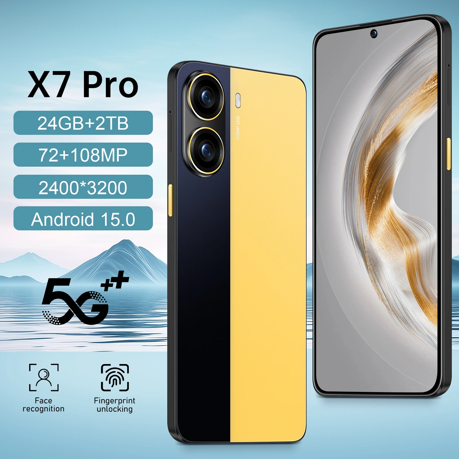 

X7PRO Планшетный ПК Оригинальный 24 ГБ + 2 ТБ Global Edition Smart 5G Двойная карта 7800 мАч Android 15 Вкладка с функцией распознавания лиц