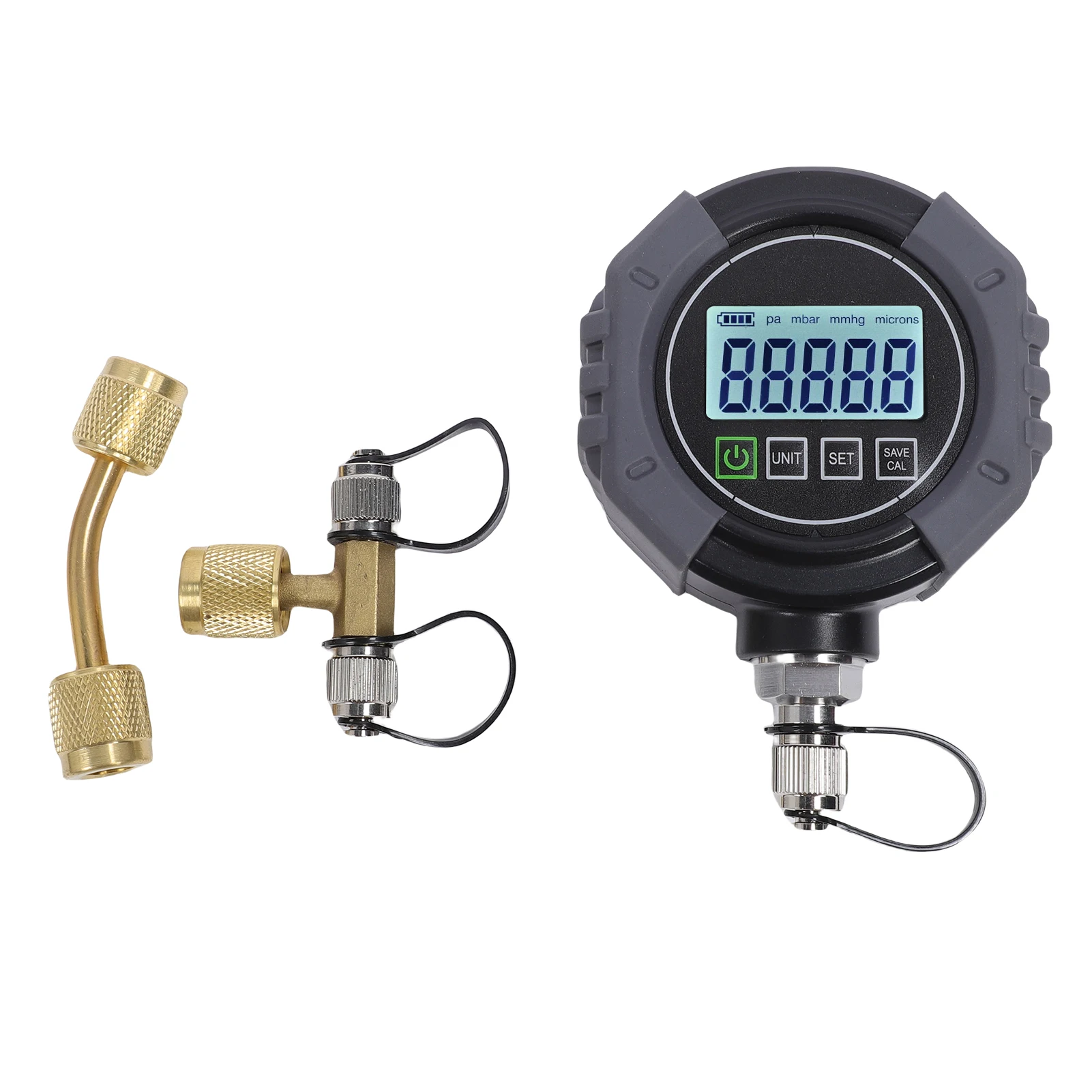 

Цифровой вакуумметр 14 PSI (0-75000 мм рт. ст.) с ЖК-дисплеем с подсветкой, 1/4 дюйма SAE, для систем ОВКВ и холодильных установок