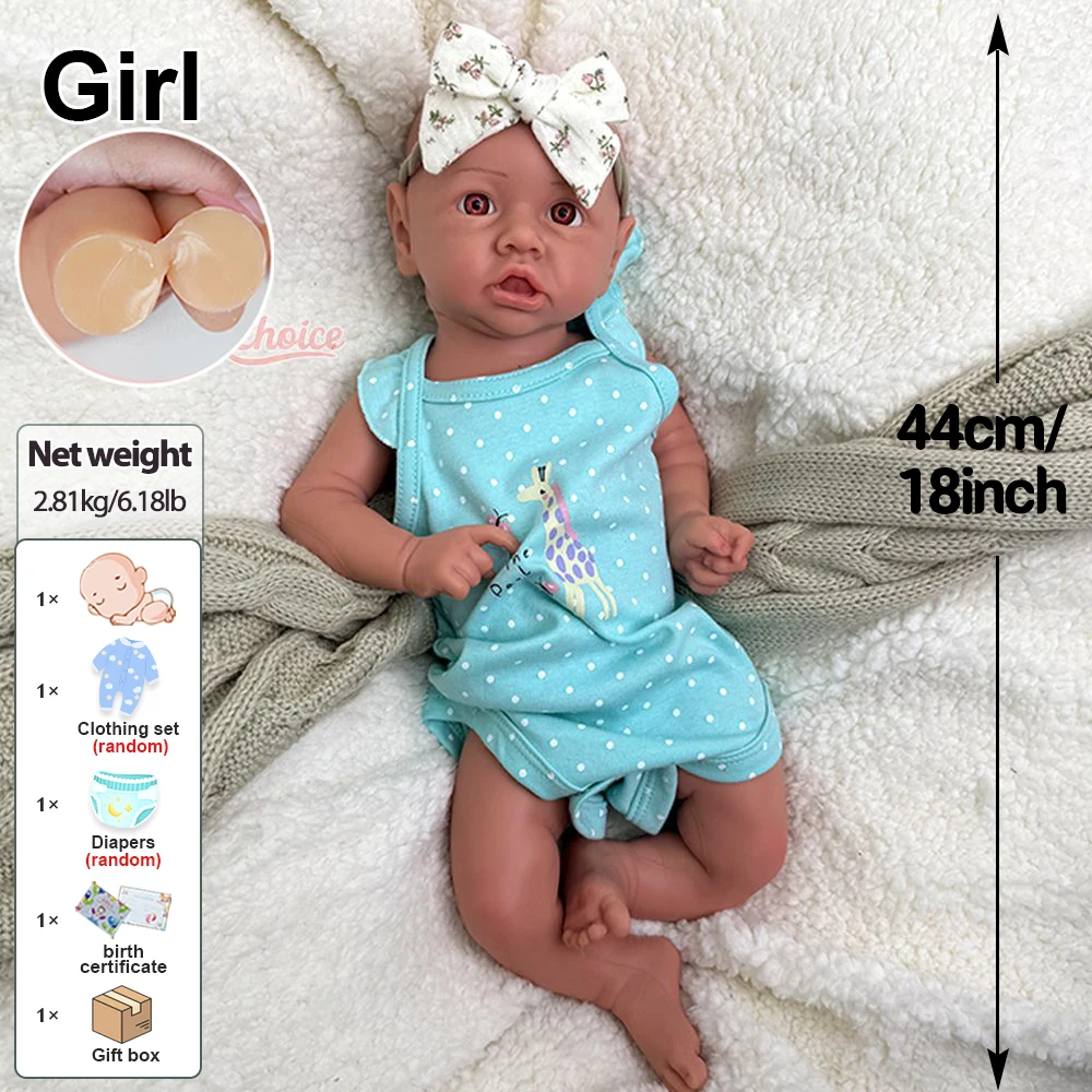 High Quality 18Inch Saskia Full Soft Baby Girl Flexible Silicone Reborn Doll Lifelike Detailes Doll for Dementia Seniors