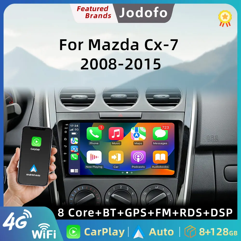 

Jodofo Pro Car Android 12 2 DIN Radio Multimedia Player Autoradio For Mazda Cx-7 cx7 2008-2015 Carplay GPS Stereo Head Unit DVD