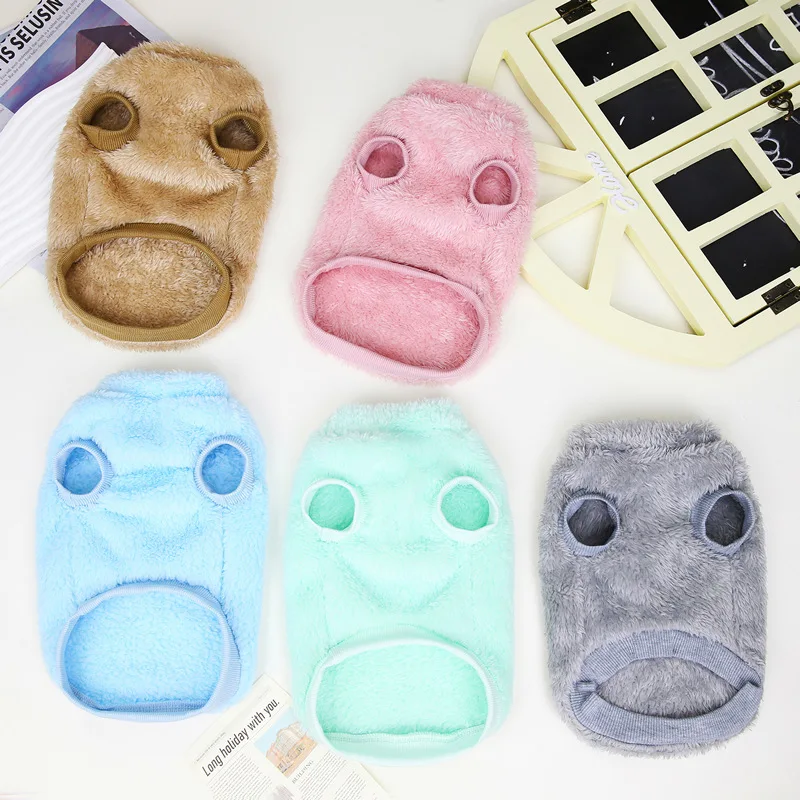 Winter Warm Dog Clothes Fashion Plush Dog Hoodies Cute Soft Puppy Vest Solid Cat Pullovers Pet Hoodies Chihuahua Dog Sweashirts