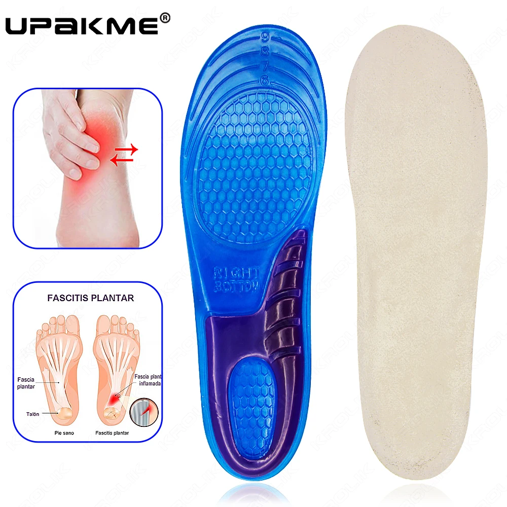 Elastic Insoles Arch Support Shoes Pads Sport Silica Orthotic Running Gel Insoles Insert Cushion for Men Women Size 33-48 Unisex