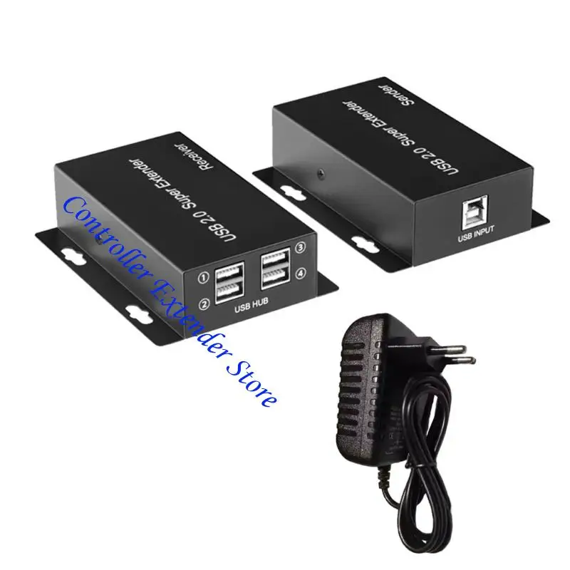

N84B USB2.0 Extender Adapters With RJ45 Ethernet Port For Computer Printer Stable Transmission Metal Plastic Construction