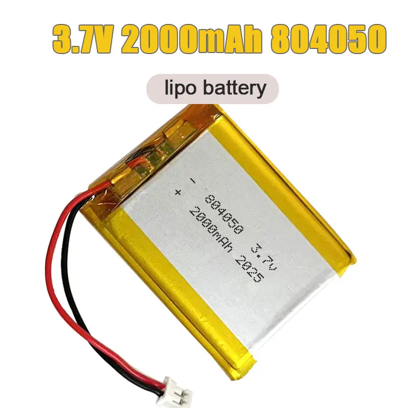 

804050 Battery 3.7V 2000mAh Lipo Polymer Rechargeable Batteies with PH2.0mm 2 Plug for Mobile Power Controller Gps Positioner