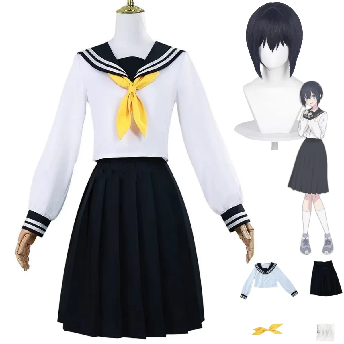 Anime 2.5 Dimensional Seduction Noa Cosplay Costume Nonoa Nokiel Japanese JK School Uniform Skirt Wig Woman Sexy Campus Suit