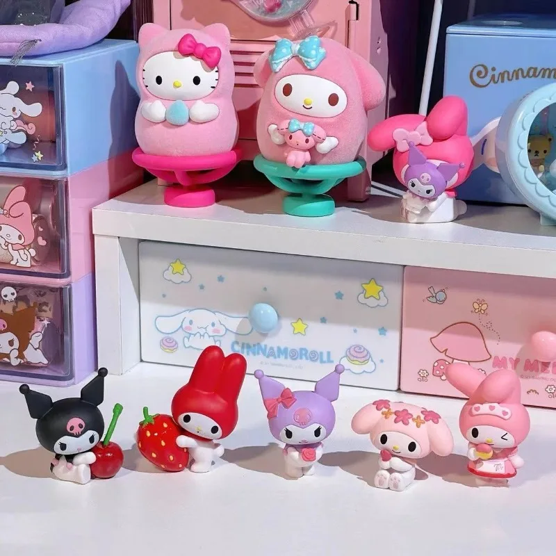 

5Pcs Sanrio My Melody Decoration Dolls Anime Figure Kuromi Q Figural Toys Car Desk Cake Decoration Model Children Birthday Gifts