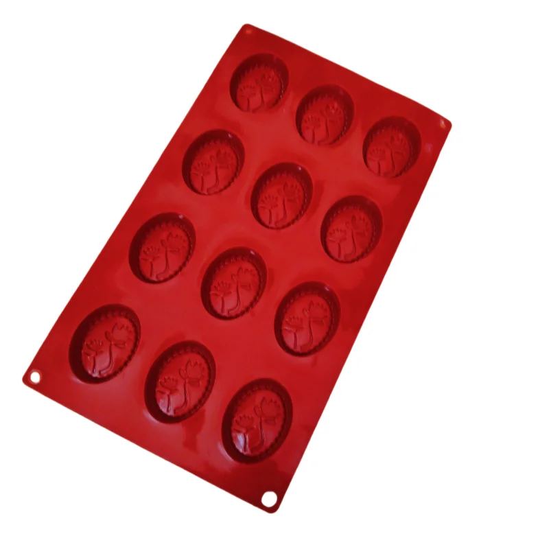 Silicone Oval Flower Shaped Cake Mold 12 Holes Bottom Floral Pattern Mousse Dessert Mold Silicone Jelly Pudding Chocolate Mould