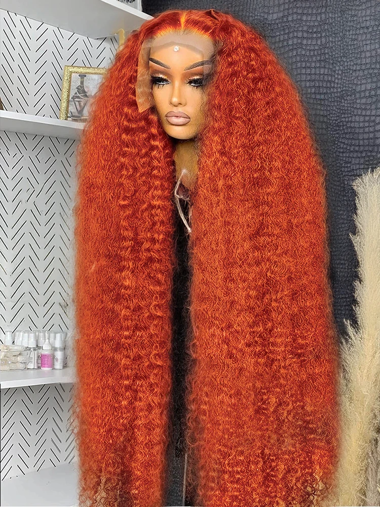 Orange Ginger Lace Front Wig Curly Human Hair Wigs 30 32 40 50 Inch Deep Wave Frontal Wig 13x4 13x6 HD Lace Front Human Hair Wig