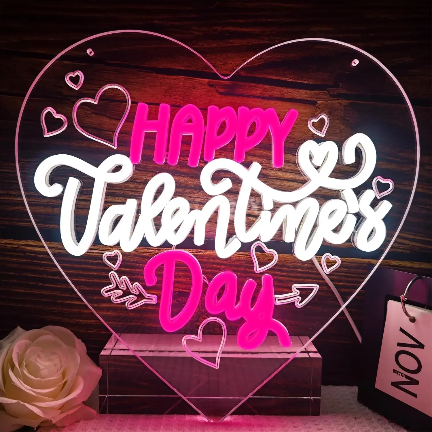 

Happy Valentine's Day Neon Sign LED Neon Light Sign for Bedroom Wedding Birthday Party Bar Living Room Decor Girlfriend Gift