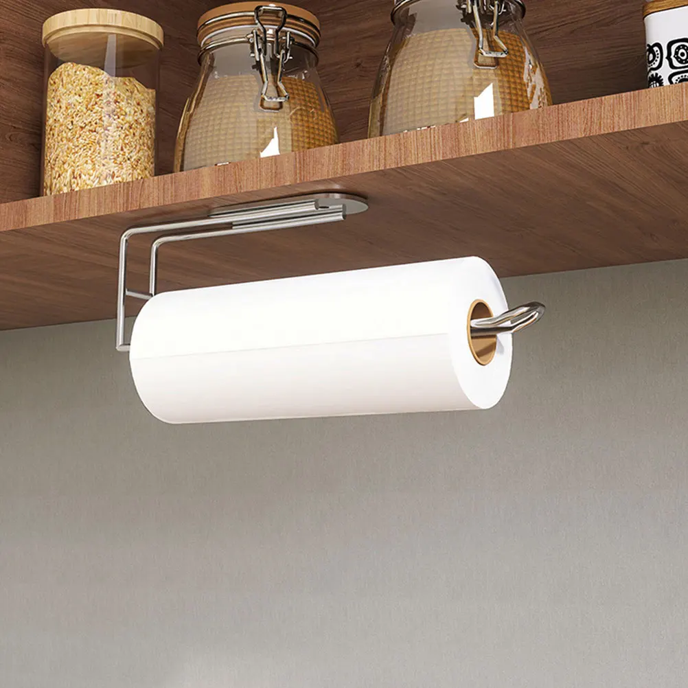 

2Pcs Simple Stylish Stainless Steel Paper Towel Holder Wall Mount Easy Clean Bathroom Kitchen Accessory Paper Towel Holder Stand