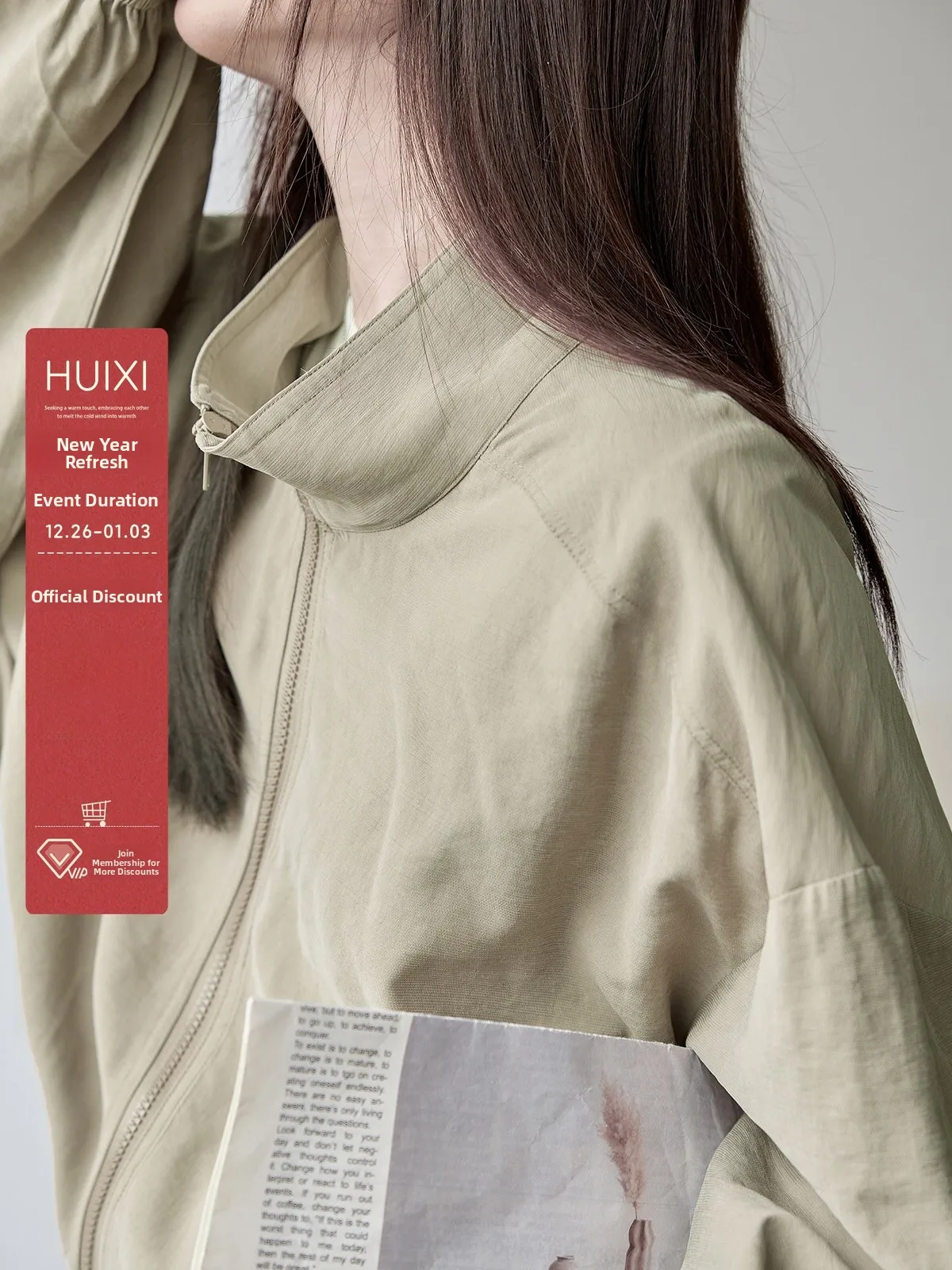 

Khaki ort Loose Women's Jaet Casual Sle Dstring Design Autumn Outerwear HUIXI Series Windproof Coat Fem Faion