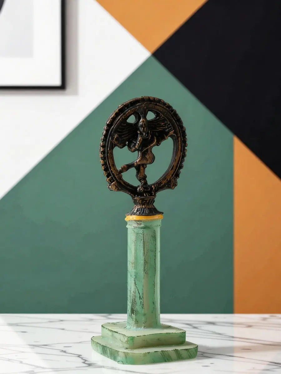 Dancing Shiva Statue Intricate Resin Sculpture God Art for Living Room Study Desk Meditation Space India