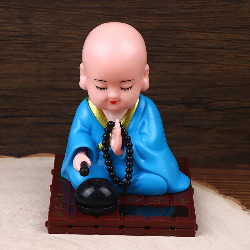 .1Pc Little Monk Buddha Figurine Solar Dancing Toys Nodding Head Dolls Bobble Head Toy Car Ornament For Desk Home Decor