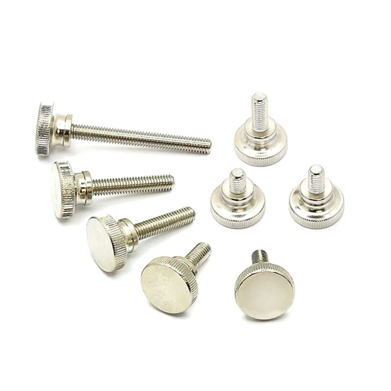 2-50Pcs Carbon Steel Thumb Curtain Wall Glass Lock Screw M4 Knurled Step High Head Hand Tighten Adjust Bolt Nickel Plating