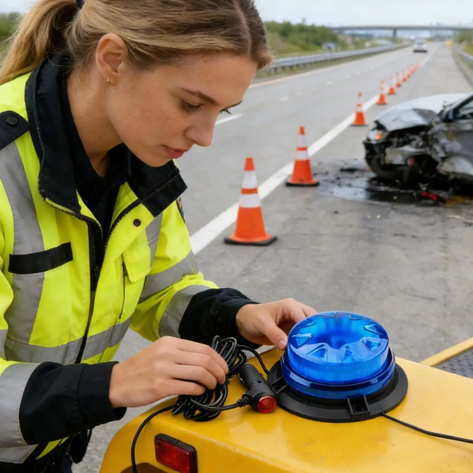 

Светодиодный маяк-маркер, сигнальный проблесковый маячок для автомобилей, строительной техники, дорожных работ, прицепов, спецтехники