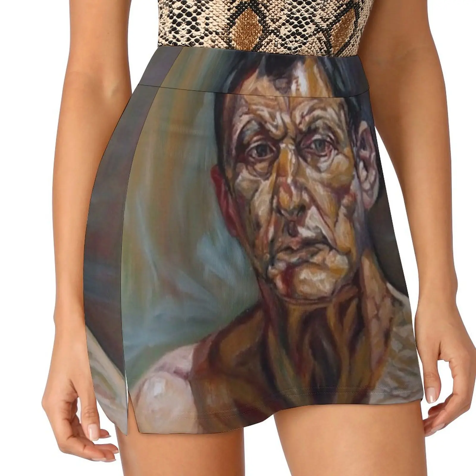 self-portrait after Lucian freud Mini Skirt Women's skirts japanese style Skirt satin fashion korean clothing