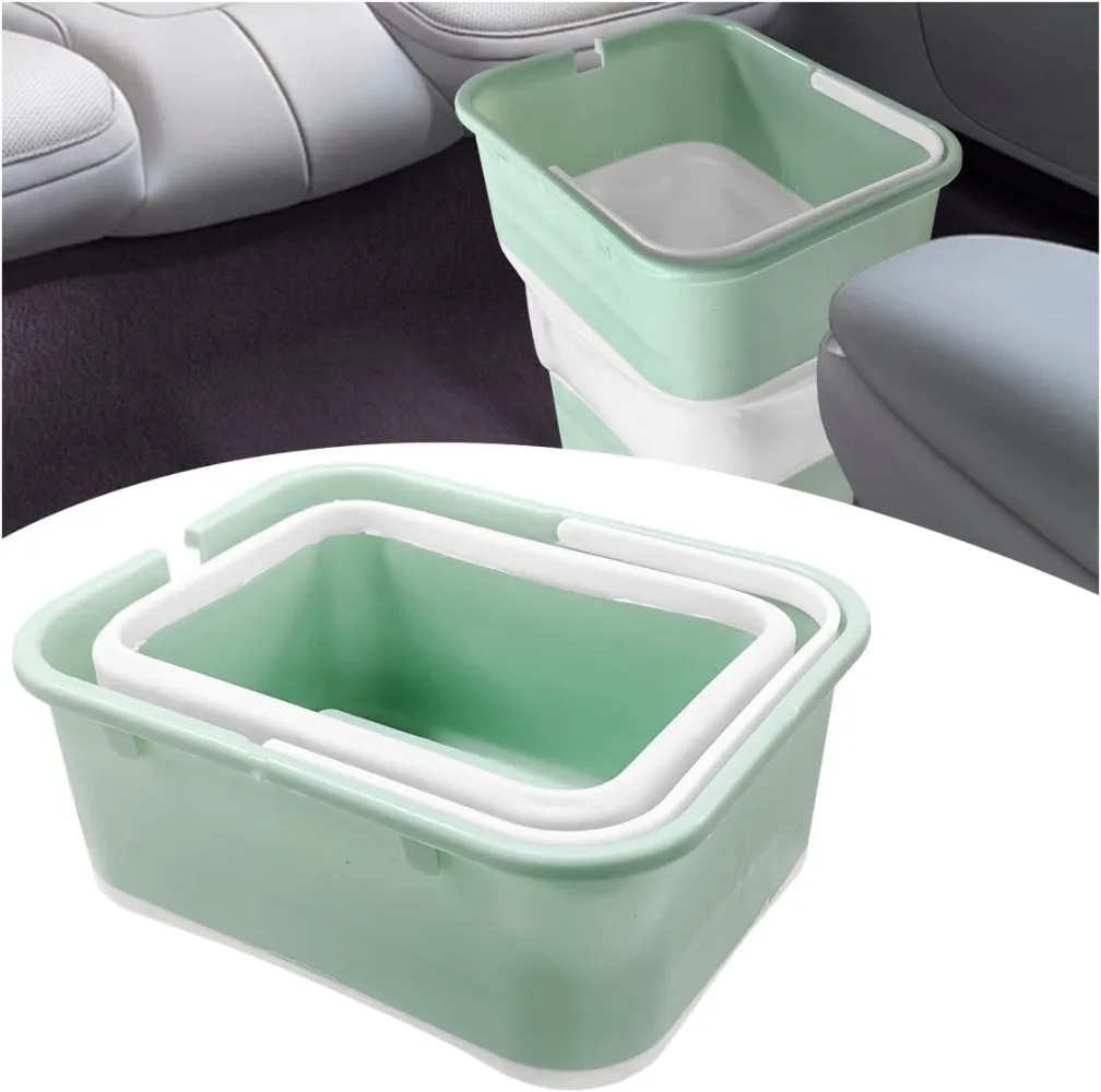 Foldable Car Trash Can with Lid Portable Mini Auto Garbage Bin Collapsible Waste Basket for Office Desktop Home Organizer