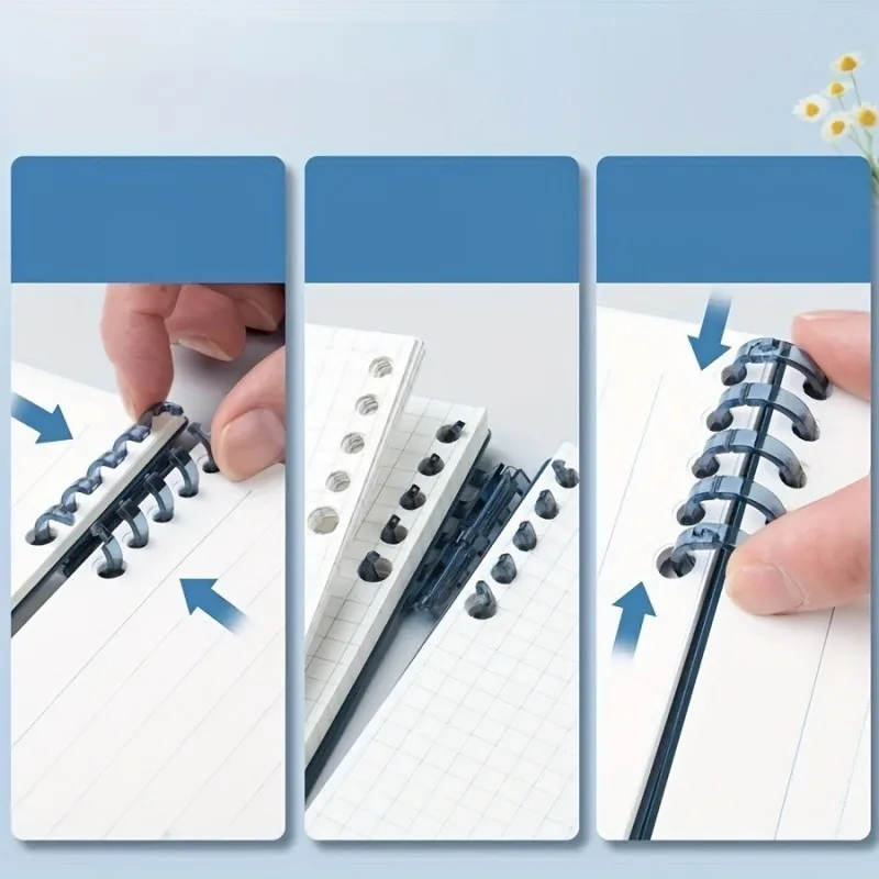 Refillable Spiral Notebook - Top-Flip Binding, Detachable Pages, A5 Lined Journal for Students