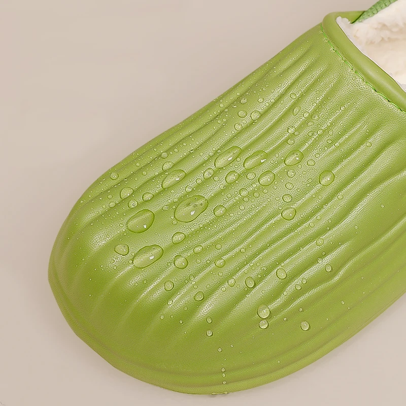Warme Plüsch-Wasserdichte EVA-Hausschuhe für Damen, Winter Weiche Dicke Sohle Rutschfeste Hausschuhe, Flauschige Paar-Slipper – Detail 6