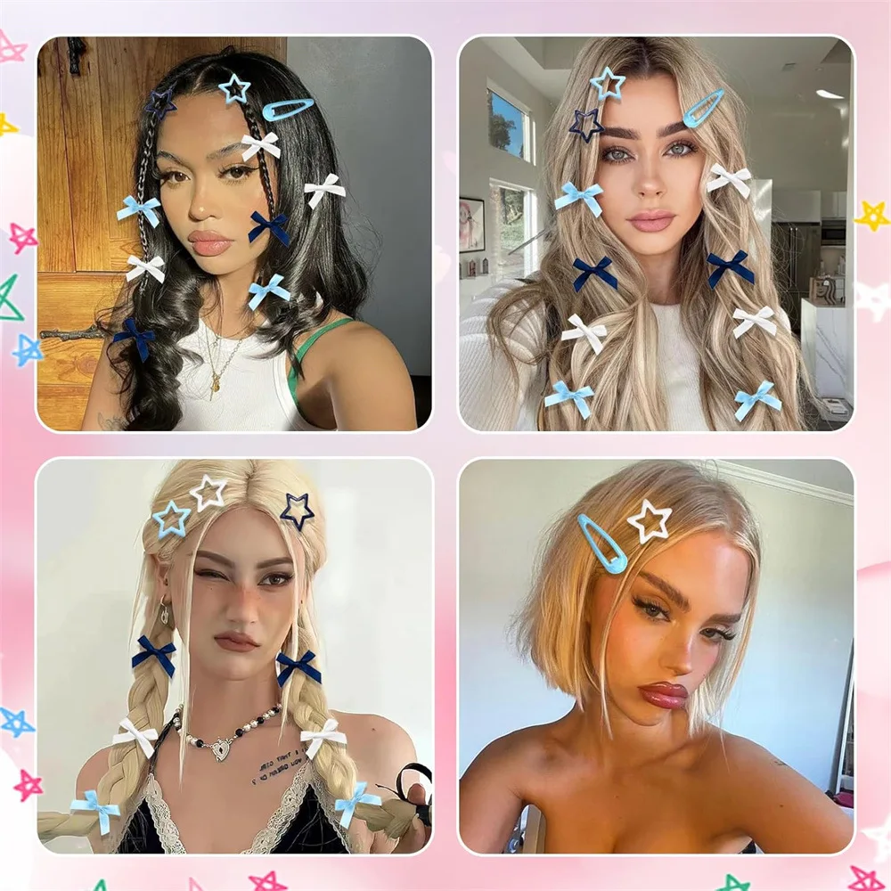 36pcs Satin Large Bow Hair Clip Multi-Color Shiny Ribbon Elegant Sweet Hair Accessory for Women Hairstyling Decor