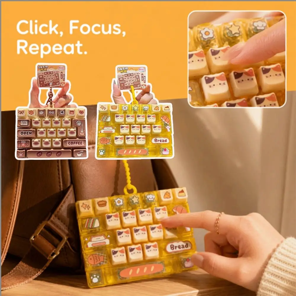 26-Key Decompression Button Transparent Dual-Tone Simulation Keyboard Mini Keyboard Pendant Cute Design Keyboard Keychain