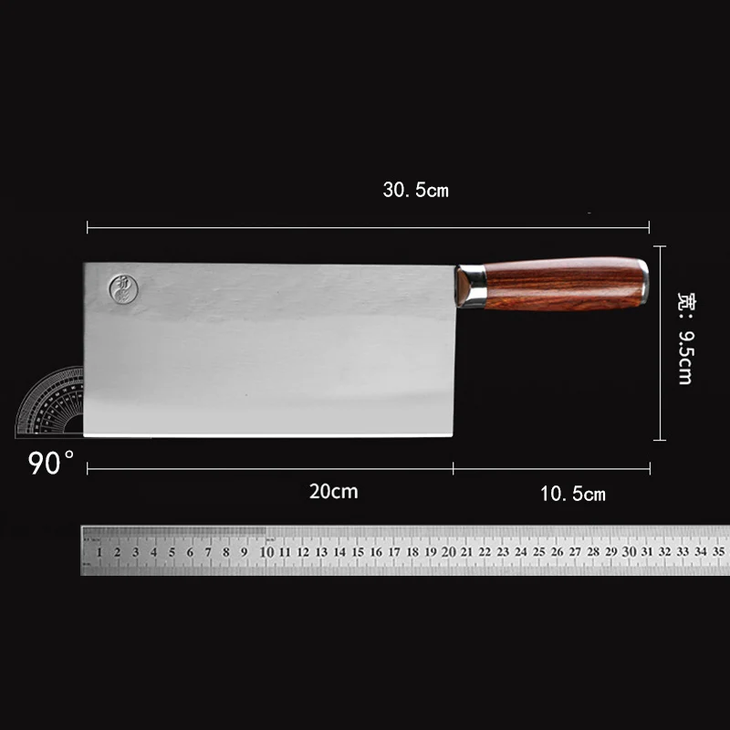 8 Inch Slicing Knife Bearing Steel Blade Wood Handle Cleaver Handmade Forged Kitchen Knives For Cutting Vegetables And Meat