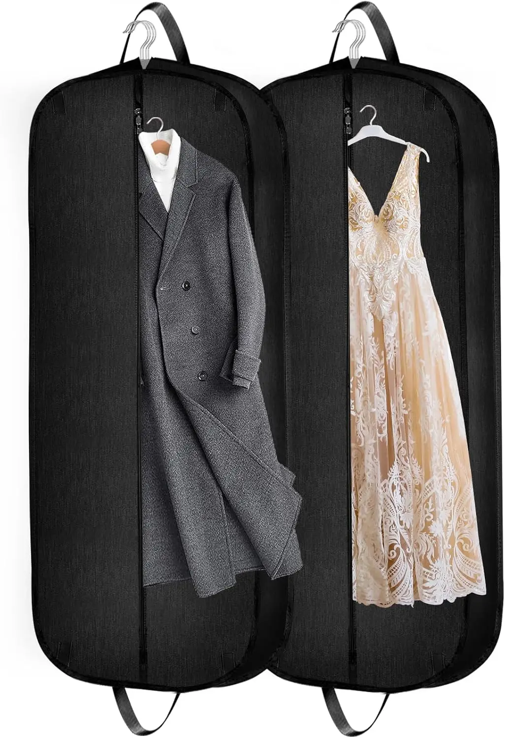 

Чехол для свадебного платья 60 дюймов, сверхпрочный, устойчивый к разрывам, водонепроницаемый, для путешествий и хранения в шкафу, темно-серый