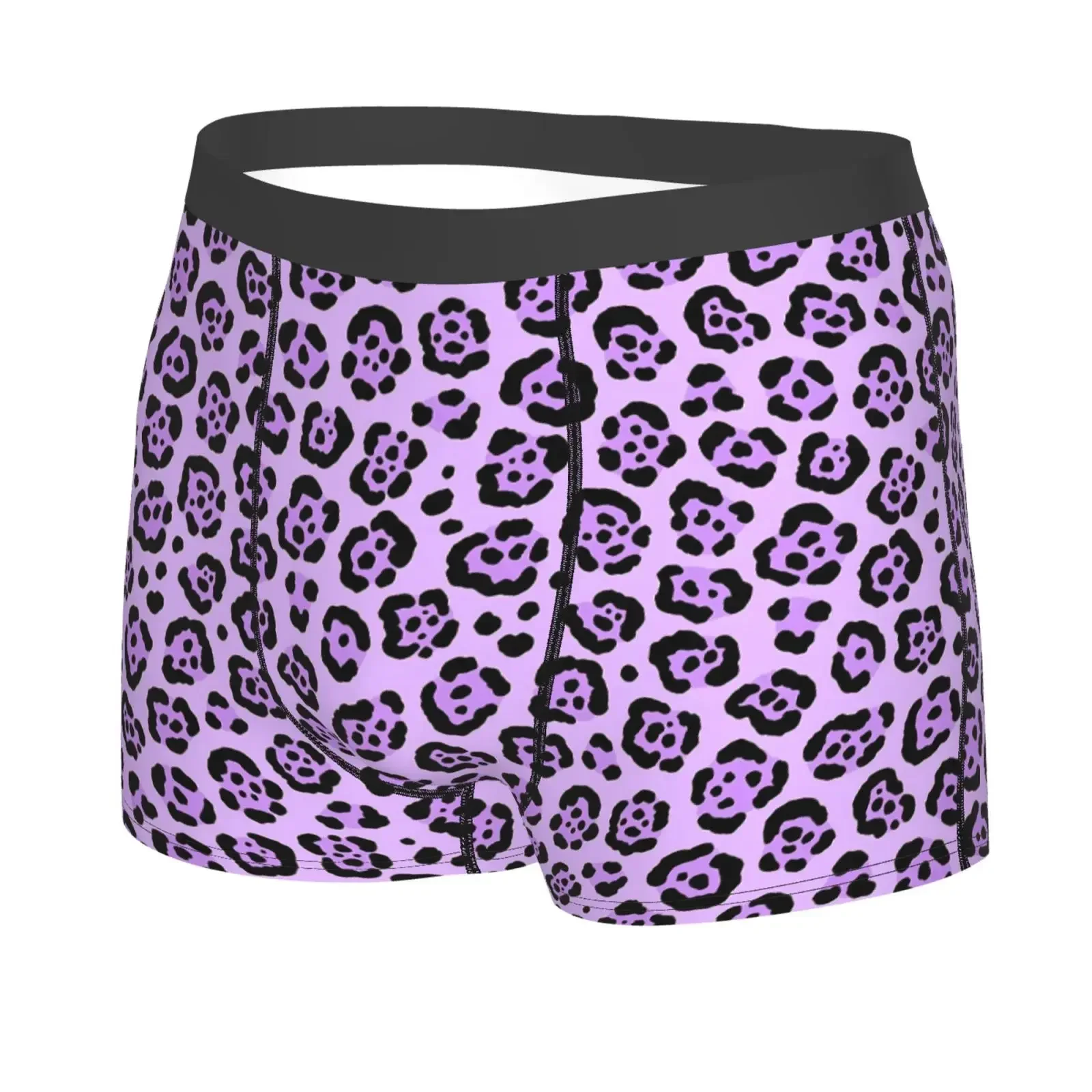 Purple Leopard Print Pattern Men Underwear Boxers Men's Novelty Underpant Breathable Printed Male Underpants Man Boxer Briefs