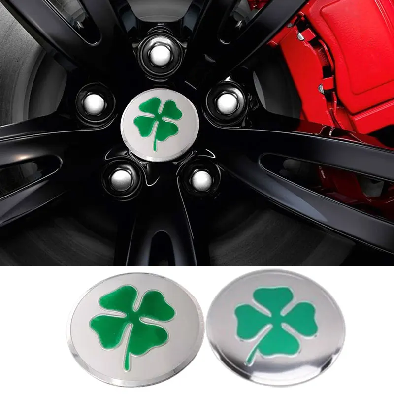 56mm Lucky Four Leaf Clover Car Wheel Center Emblem Hub Caps Stickers for BMW Mercedes Benz Honda Ford Chevrolet Mazda Jeep