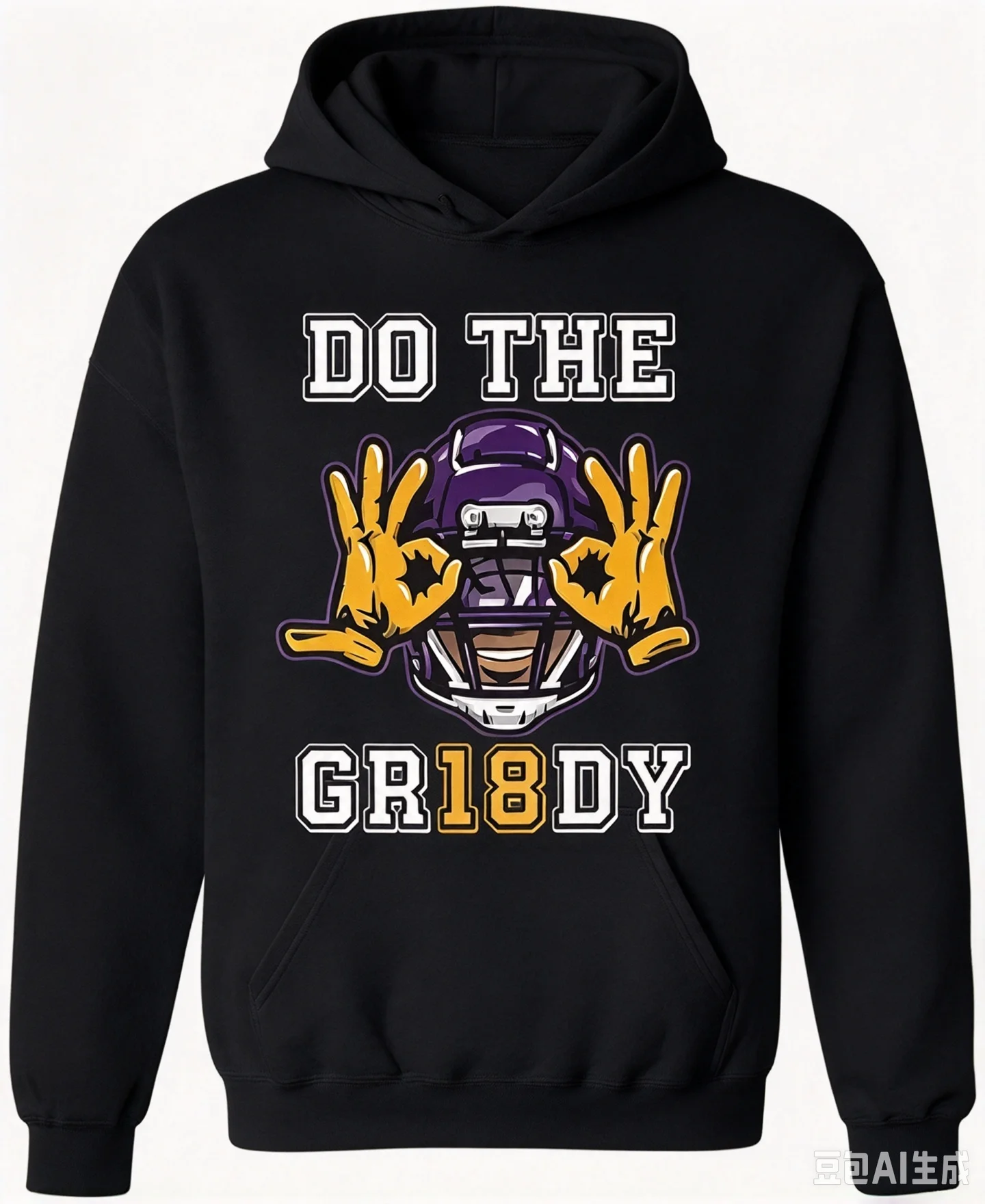 Do The Griddy Football Helmet Yellow Gloves Graphic Hoodie, Griddy Dance Football Meme Unisex No Drawstring Pullover Hoodie For