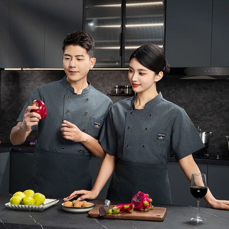 Chef Sommer Kurzarm Arbeitsuniform Restaurant Kantine Küche Dünnes Arbeitshemd Western Restaurant Konditorei Mitarbeiter Top