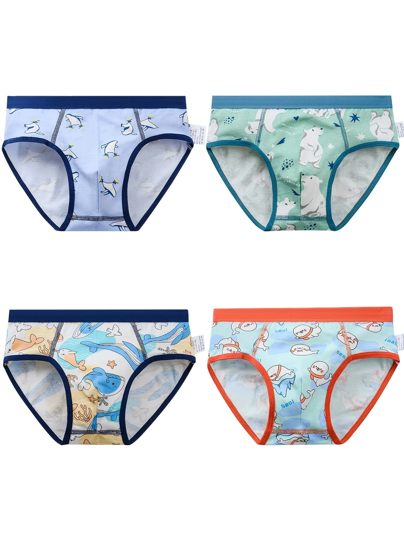 Random 12 Pack Cute cartoon Boy's Underwear with Four Corner Triangle Mixed and Comfortable Soft Dinosaur Bear Shorts