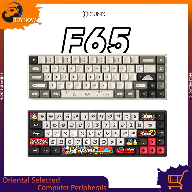 IQUNIX F65 Беспроводная механическая клавиатура, алюминиевая трехрежимная игровая клавиатура с теплообменной, динамическая RGB эргономичная игровая консоль для ПК