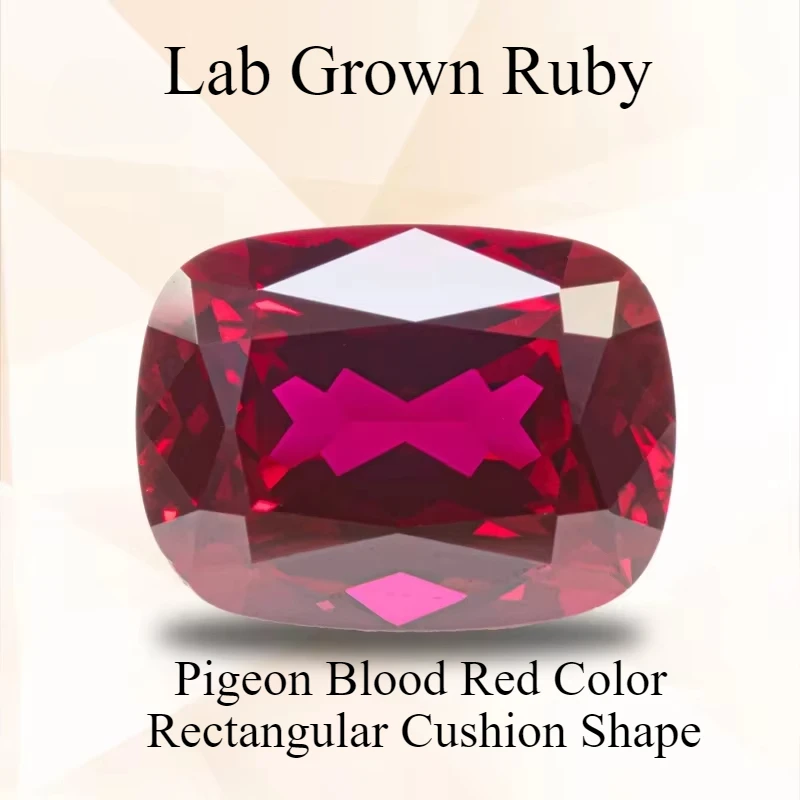 Lab Grown Ruby Rectangular Cushion Shape Pigeon Blood Red Color VVS1 For Charms DIY Jewelry Making Selectable AGL Certificate