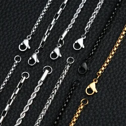 Stainless Steel Trendy Charm 3mm Necklace 50cm/60cm/70cm Gold/Black/Steel Color Classic Rope Chain for Unisex Jewelry Wholesale