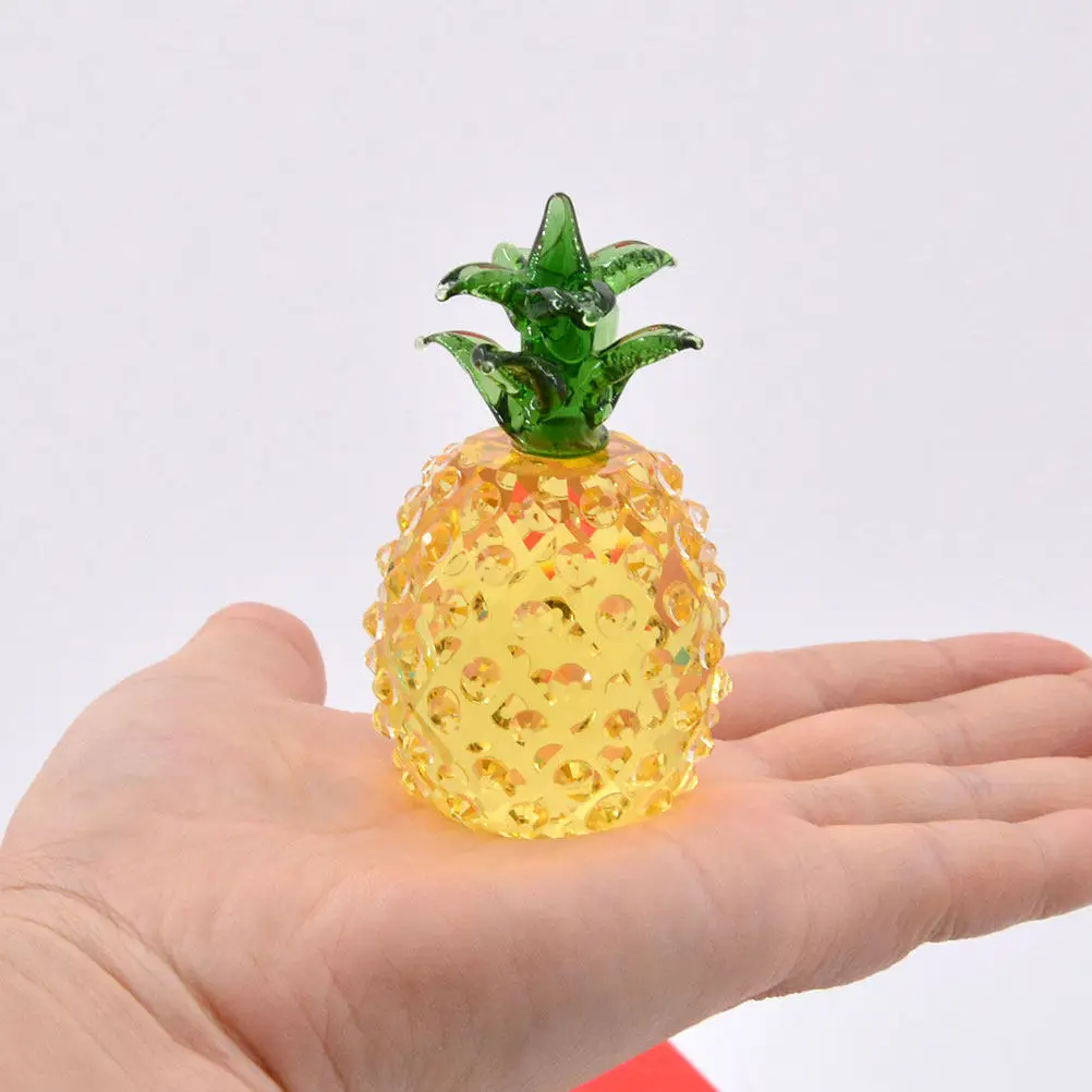 1Pcs Crystal Pineapple Sculpture Handmade Crystal Paperweight Decorative Pineapple Adornment for Living Room Office Desktop