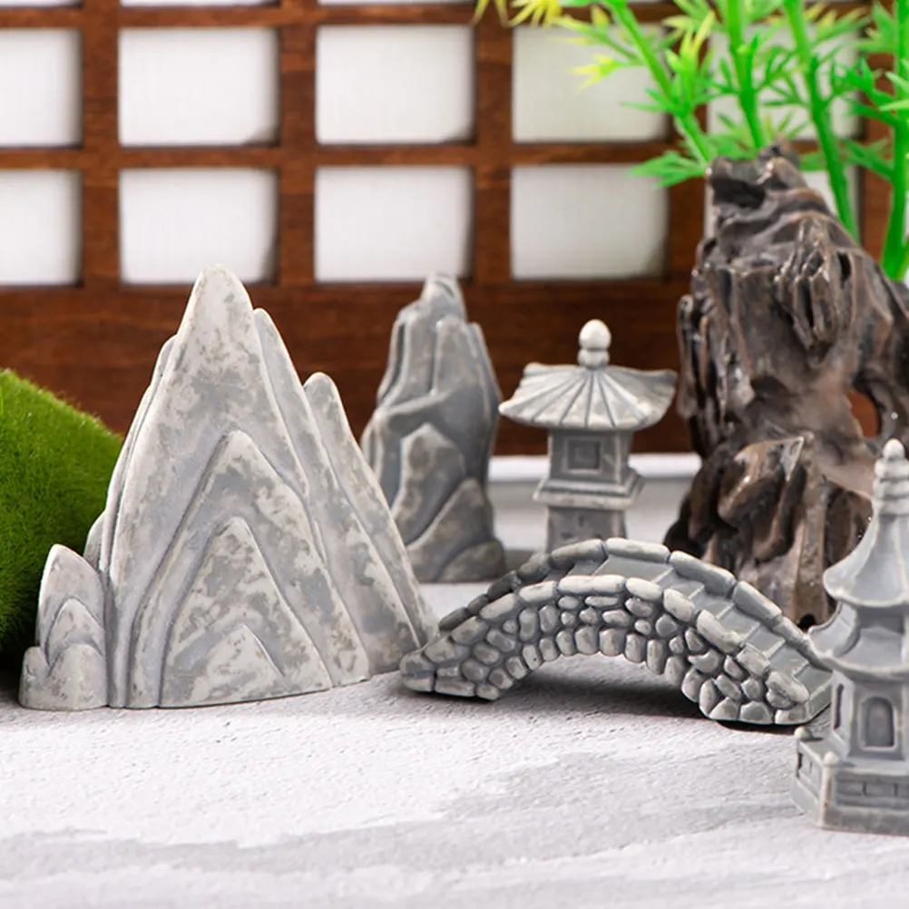 

13 Pcs Miniature Mountain Landscape Decorations Resin Stone Statues for Garden Indoor Fairy Landscaping Accessories
