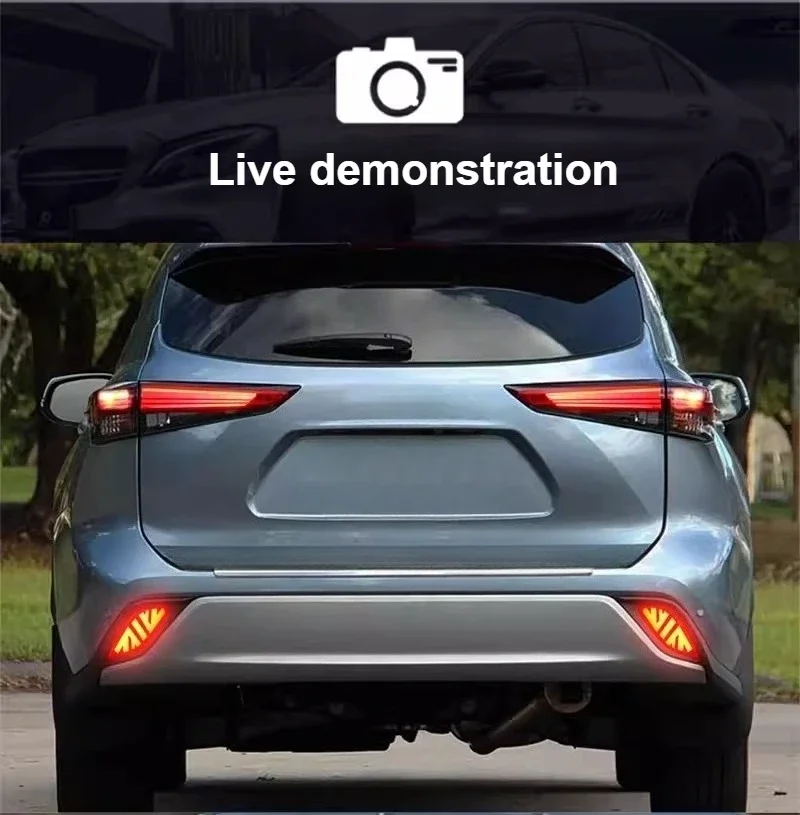 For Toyota Highlander 2021-2026 Car Rear Bumper Light Reflector LED Driving Brake Warning Light Turn Signal Navigation Light detail image 11