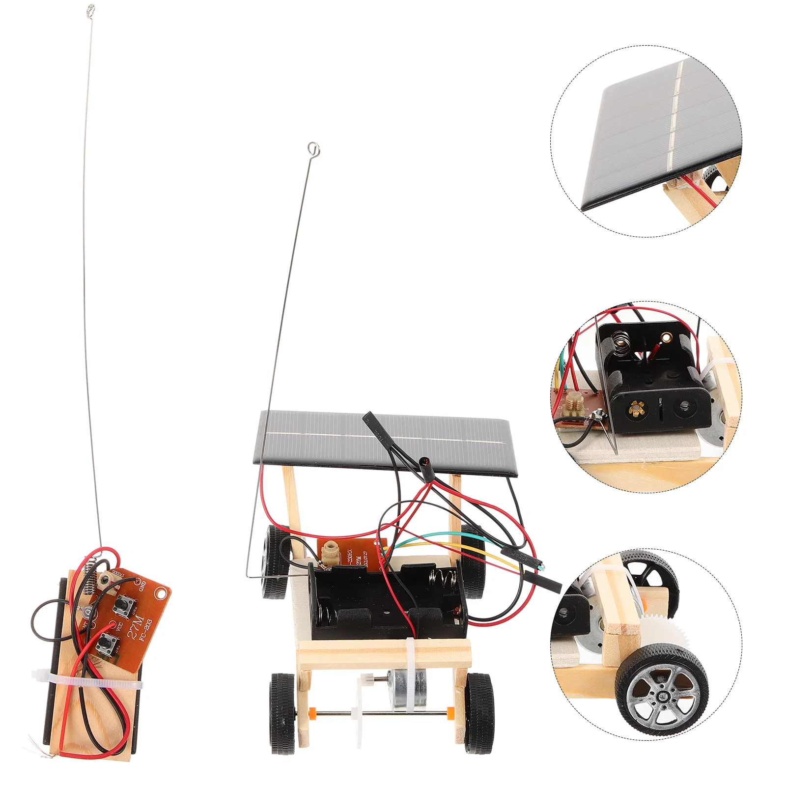 Set di giocattoli per veicoli scientifici di assemblaggio di puzzle per auto RC ad energia solare fai-da-te in legno per bambini auto solare fai da te