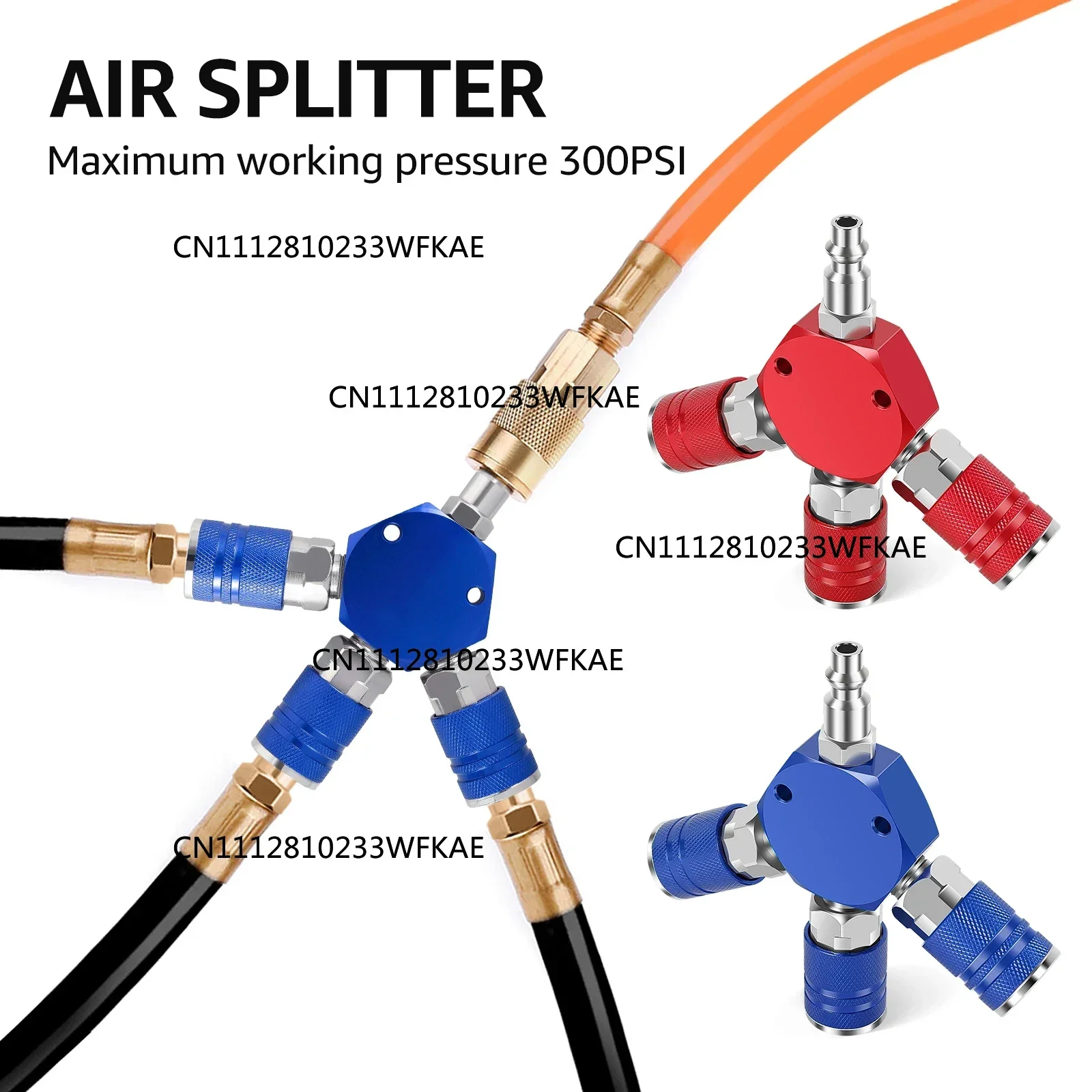 3-Way 1/4Inch Air Manifold with Coupler and Plugs Air Splitter Quick Connect Air Compressor Hose Fitting  Hose Connector