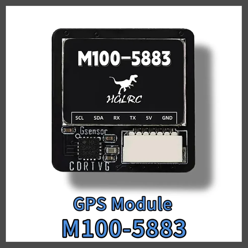 Módulo GPS HGLRC M100-5883 M10 com Antena Cerâmica 21x21mm, Indicadores LED Integrados e Bússola para Aeronaves RC FPV de Longo Alcance