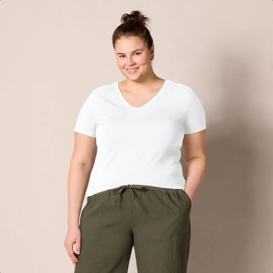 เสื้อยืดคอวีแขนสั้นผู้หญิง RegularFit Multipacks