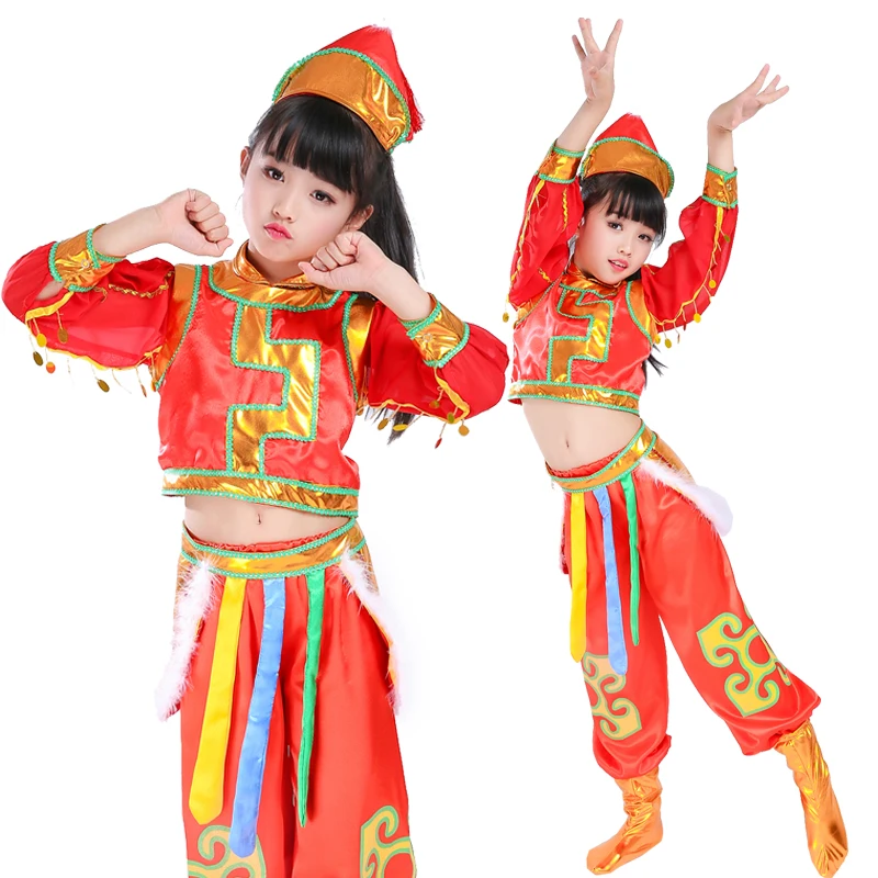 Vestido de dança nacional infantil, traje mongol de Kuda Kepang, traje de Steed, 1 ° de junho