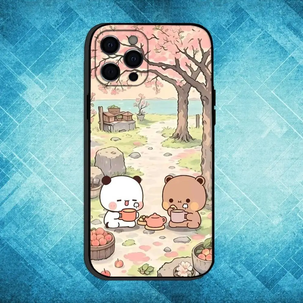 حافظة هاتف لطيفة BuBu D-DuDu لهاتف iPhone17,16,15,14,13,12,11 Plus، Pro Max غطاء أسود ناعم