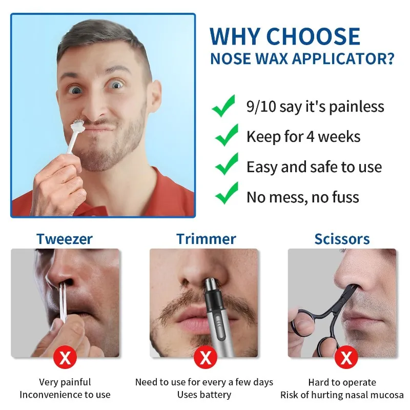 

A29R Disposable Nose Wax Sticks 200Pcs Disposable Nose Waxes For Men Women Nostril Ear Hair Removal Ears Face Cleaning