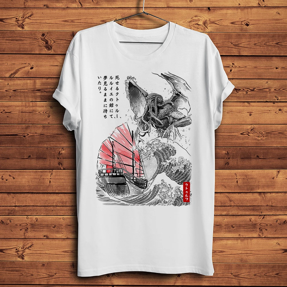 ukiyo style great old Cthulhu wave Funny ukiyoe T Shirt Men Homme Casual O-neck Breathable Tee Unisex Streetwear Short TShirt